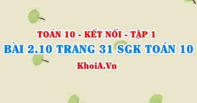 Bài 2.10 trang 31 SGK Toán 10 tập 1 Kết nối tri thức